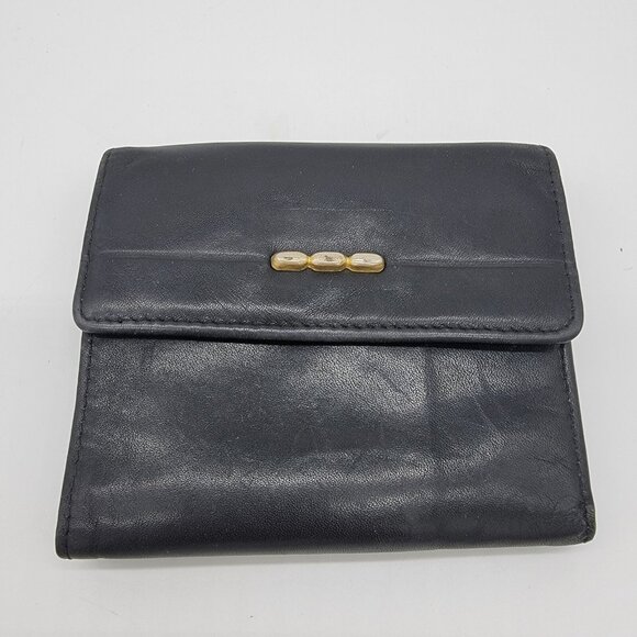 Vintage‎ Rolfs Wallet Women's Black Leather Trifold Coin Purse Read Desc - Picture 1 of 9